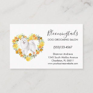 Elegant Floral Watercolor Dog Grooming Service Business Card
