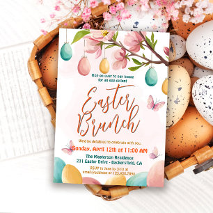 Elegant Floral Watercolor Egg Hunt & Easter Brunch Invitation