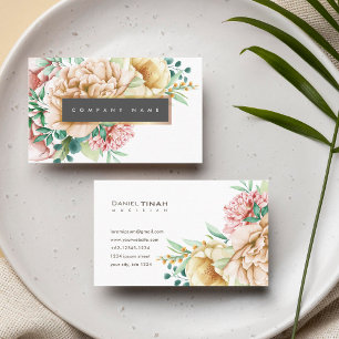 Elegant Floral Watercolor Flower Simple Monogram Business Card