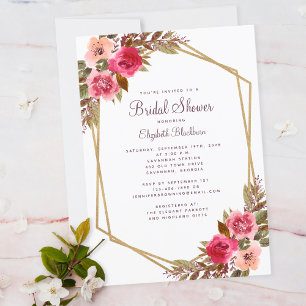 Elegant Floral Watercolor Foliage Bridal Shower Invitation