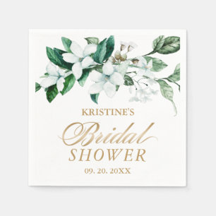 Elegant Floral Watercolor Greenery Bridal Shower Napkin