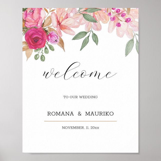 Elegant Floral Watercolor Hand-painted Poster (Front)