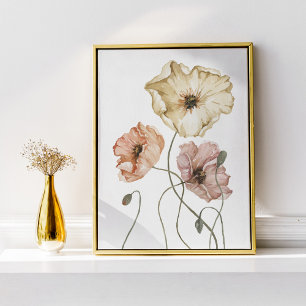 Elegant Floral Watercolor Icelandic Poppies  Poster