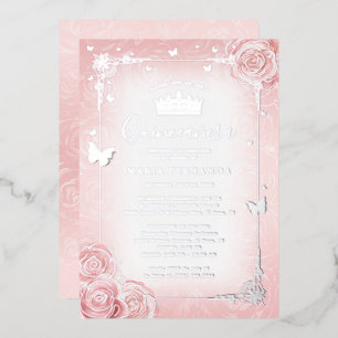 Elegant Floral Watercolor Light Pink Quinceanera