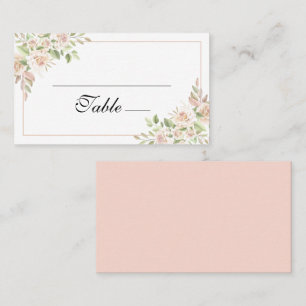 Elegant Floral Watercolor Pink Rose Wedding Escort Place Card