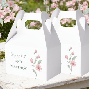 Elegant Floral Watercolor Pink Sage Garden Wedding Favour Box