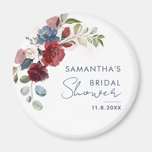 Elegant Floral Watercolor Script Bridal Shower Magnet
