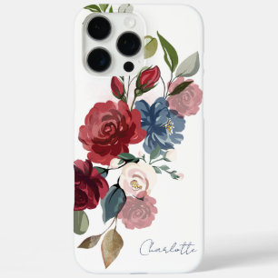 Elegant Floral Watercolor Script Personalised iPhone 16 Pro Max Case