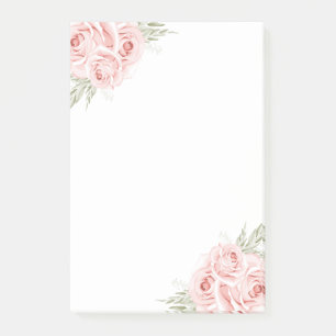 Elegant Floral Watercolor Shabby Chic Pink Rose Po Post-it Notes