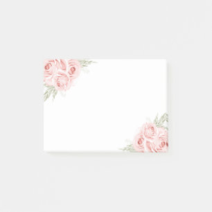 Elegant Floral Watercolor Shabby Chic Pink Rose Post-it Notes