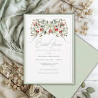 Elegant Floral Watercolor Strawberry Bridal