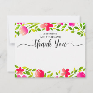 Elegant Floral Watercolor Thank You Card