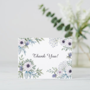 Elegant Floral Watercolor Thank You Postcard