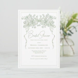 Elegant Floral Watercolor Vintage Bridal Shower Invitation