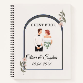 Elegant Floral Watercolor Wedding Guest Book