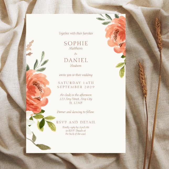  Elegant Floral Watercolor Wedding Invitation (Creator Uploaded)