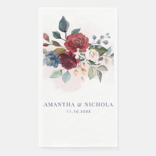 Elegant Floral Watercolor Wedding Paper Napkin