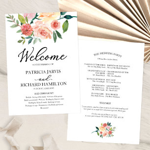 Elegant Floral Watercolor Wedding Program Programme