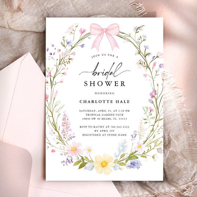 Elegant Floral Watercolor Wildflower Bridal Shower Invitation (Creator Uploaded)