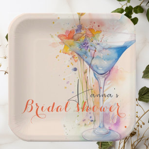 elegant floral  watercolour  Bridal shower  Paper Plate
