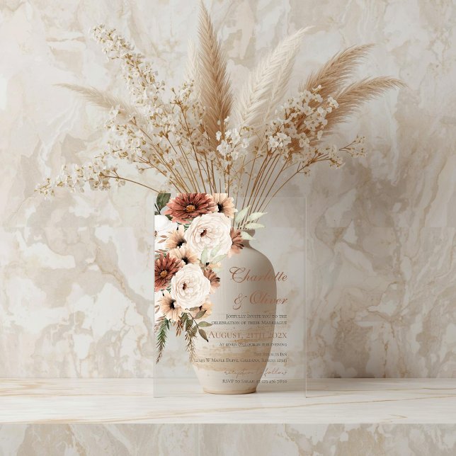 Elegant Floral Wedding Acrylic Invitation (Creator Uploaded)
