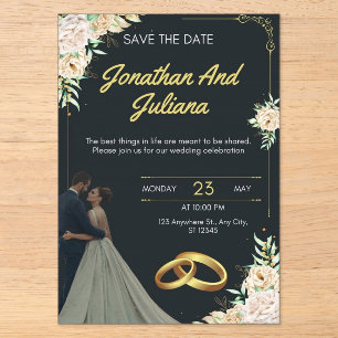 elegant floral wedding Acrylic invitation card