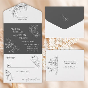 Elegant Floral Wedding All In One Invitation
