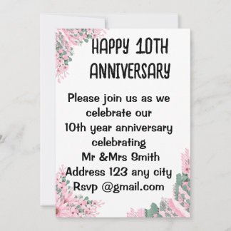 Elegant Floral Wedding Anniversary Invitation | Bi