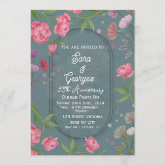 Elegant Floral Wedding Anniversary Invitations 