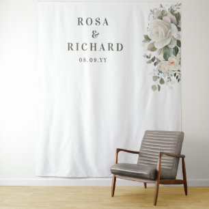 Elegant Floral Wedding Backdrop Tapestry