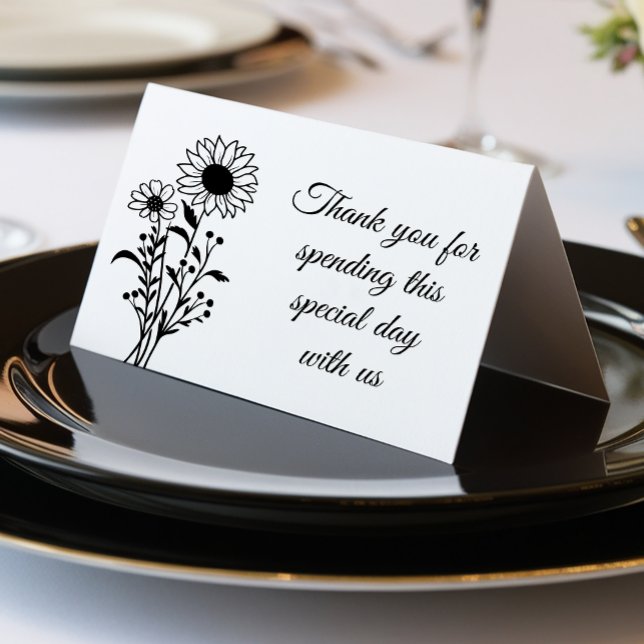 Elegant Floral Wedding Black White Thank You Party (Creator Uploaded)