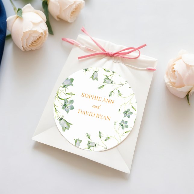 Elegant Floral Wedding Classic Round Sticker (Creator Uploaded)