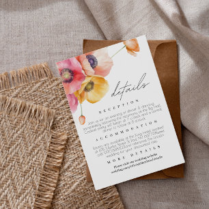 Elegant Floral Wedding Details Enclosure Card