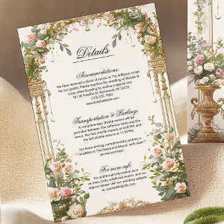 Elegant Floral Wedding Details Enclosure Card 