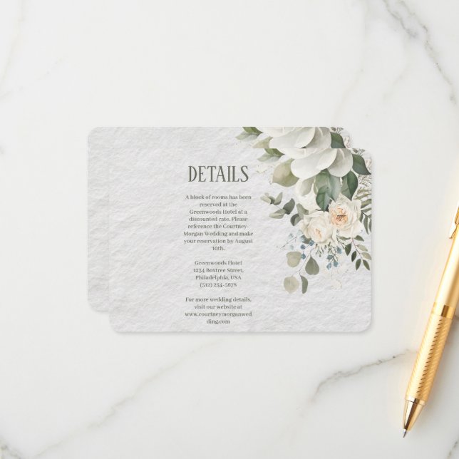 Elegant Floral Wedding Enclosure Card  (Front/Back In Situ)
