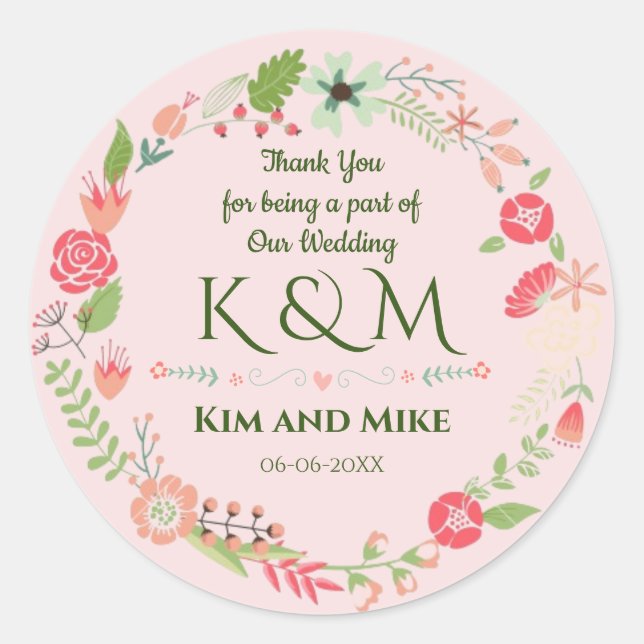 Elegant Floral Wedding Envelope Seal (Front)