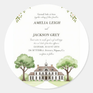 Elegant Floral Wedding Estate Sticker Watercolor