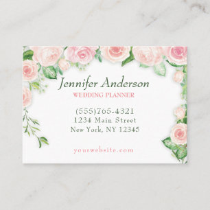 Elegant Floral Wedding  Event Planner Service Business Card
