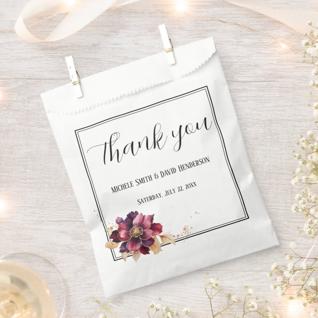 Elegant Floral Wedding Favour Bags (Clipped)