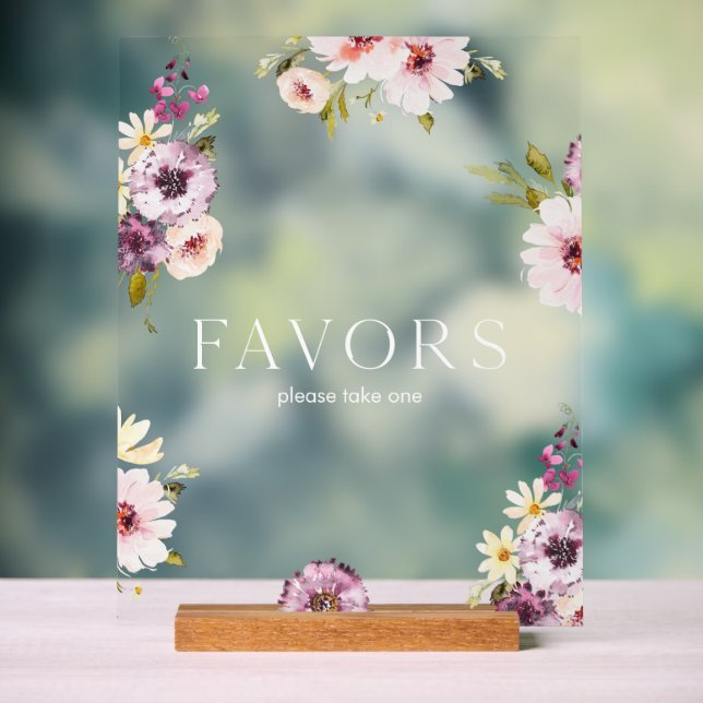 Elegant Floral Wedding Favour Sign (Neutral)