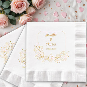 Elegant Floral Wedding Foil Napkins