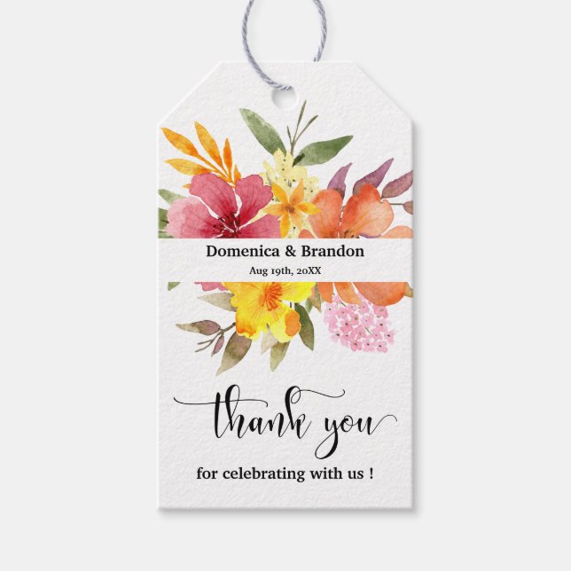 Elegant Floral Wedding  Gift Tags (Front)