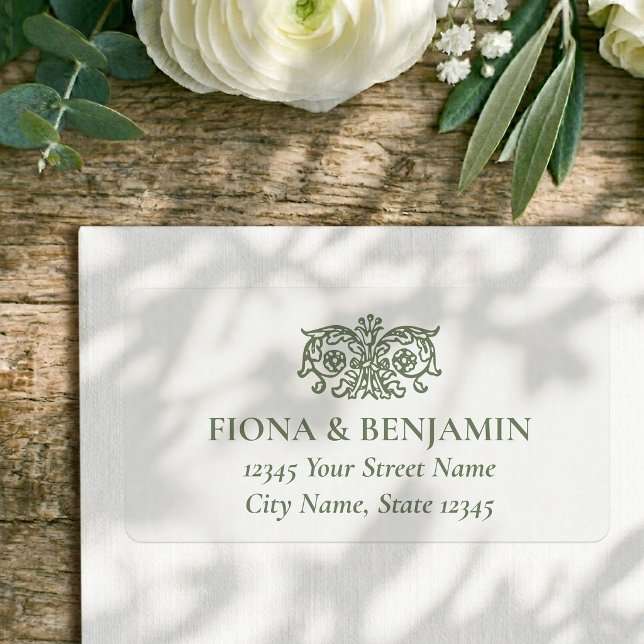 Elegant Floral Wedding Green Return Address Label (Creator Uploaded)
