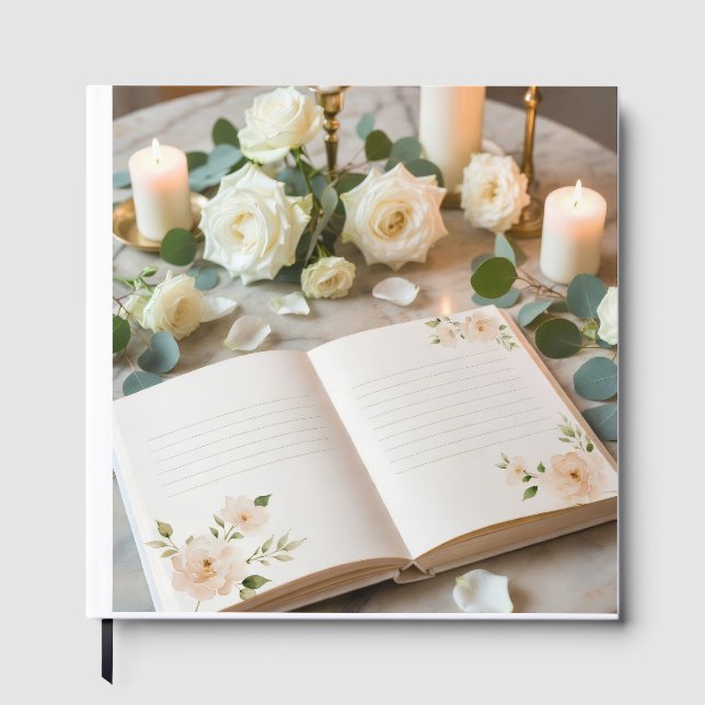 Elegant Floral Wedding Guest Book (Front)