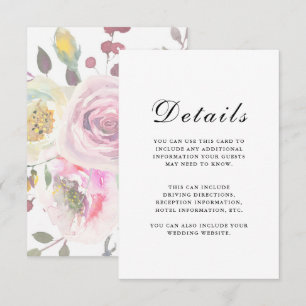 Elegant Floral Wedding Guest Details Enclosure Card