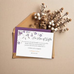 Elegant Floral Wedding  In Lieu of Gifts Enclosure Card