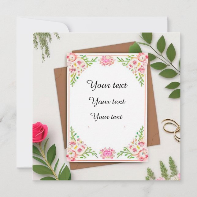 Elegant Floral wedding invitation (Front)