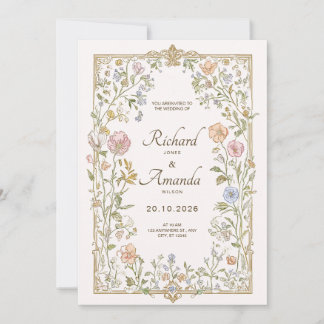 Elegant Floral Wedding Invitation 