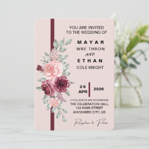 Elegant Floral Wedding Invitation 