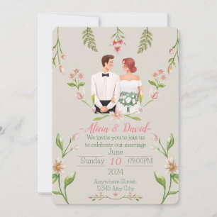 elegant floral wedding invitation
